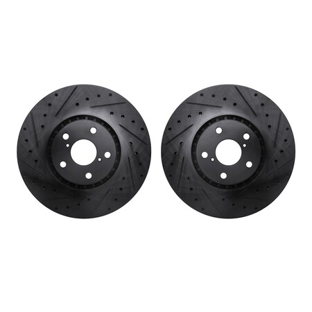 Dynamic Friction Co Rotors-Drilled and Slotted-Black, Zinc Plated black, Zinc Coated, 8002-75006 8002-75006